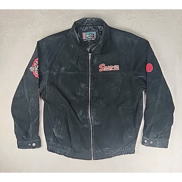 Snap On Tools 2008 Limited Edition Suede Leather Jacket Mens Black Zip XL - Picture 1 of 16